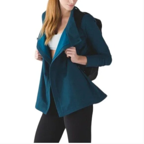 Lululemon Coast Wrap II Jacket Long Sleeve Top Coat Size 10 Teal - Picture 2 of 14